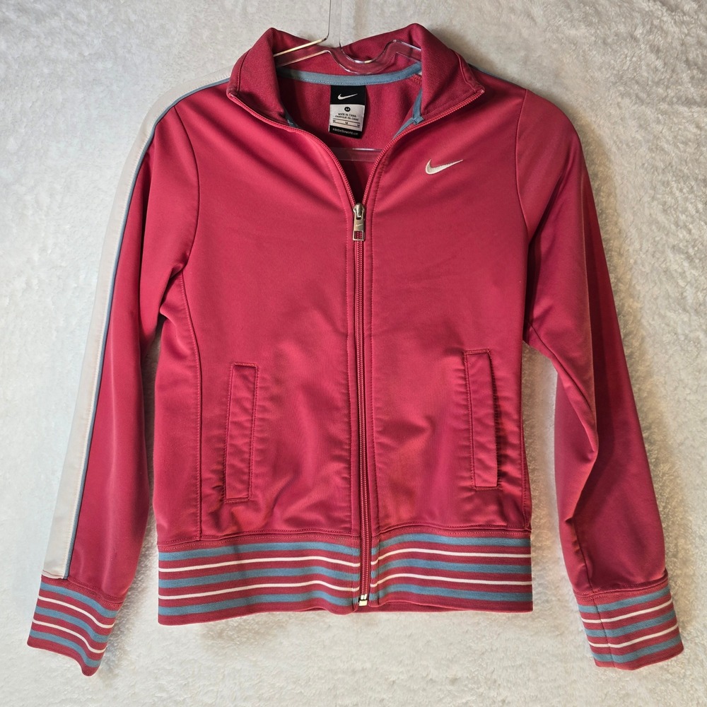 Y2K Nike Track Full Zip Womens Jacket Sz M Pastel Athletic Warm Up 90s Varsity